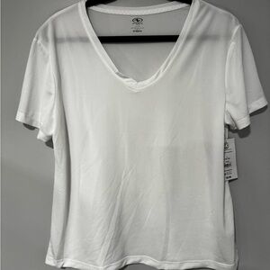 3 for $10 Athletic Works Driworks V Neck Short Sleeve Top White Large NWT New
